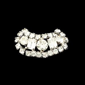 Art Deco bling faux diamond multi-shaped stones half moon brooch
